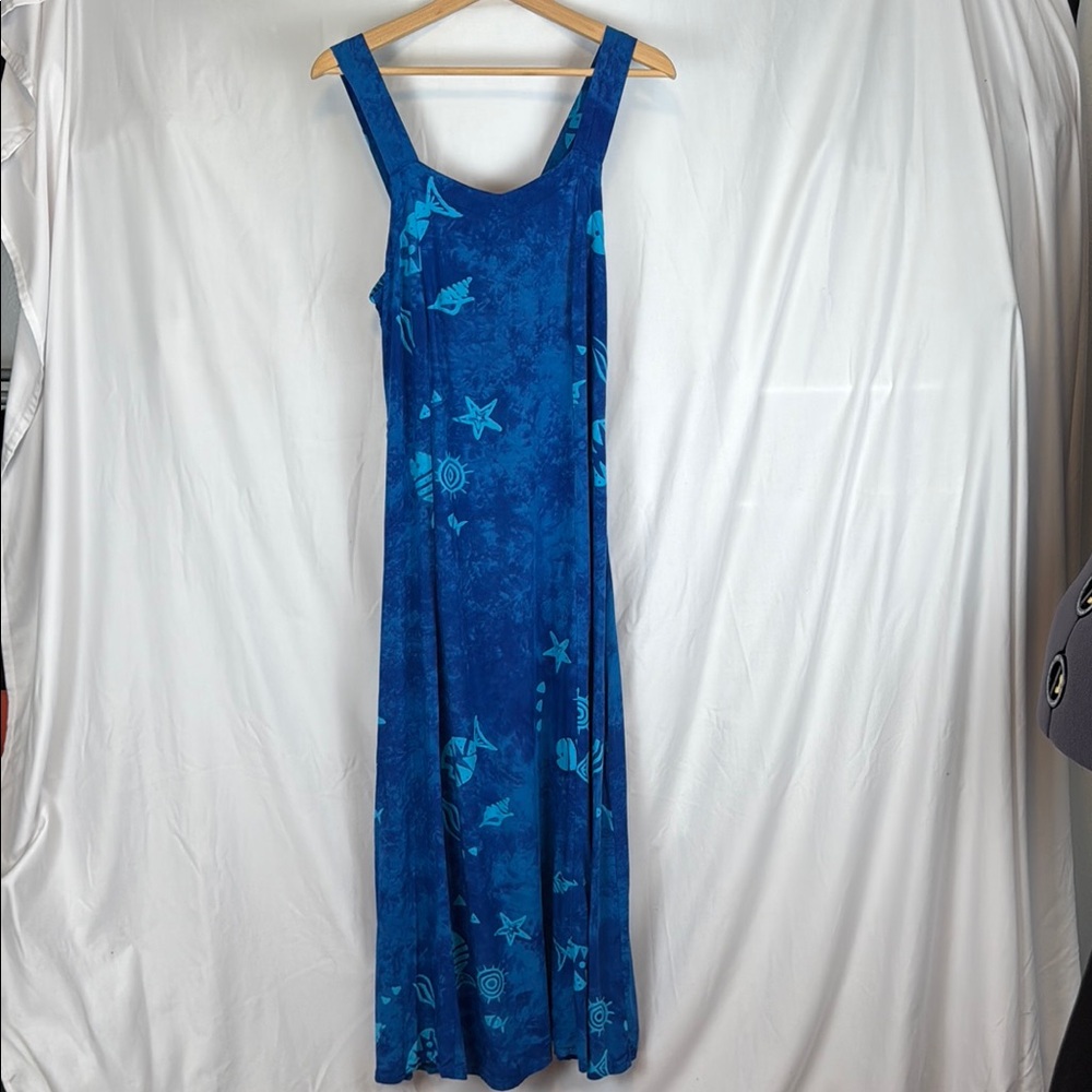 Bali Batiks Resort Wear Blue Sleeveless Dress Size Medium